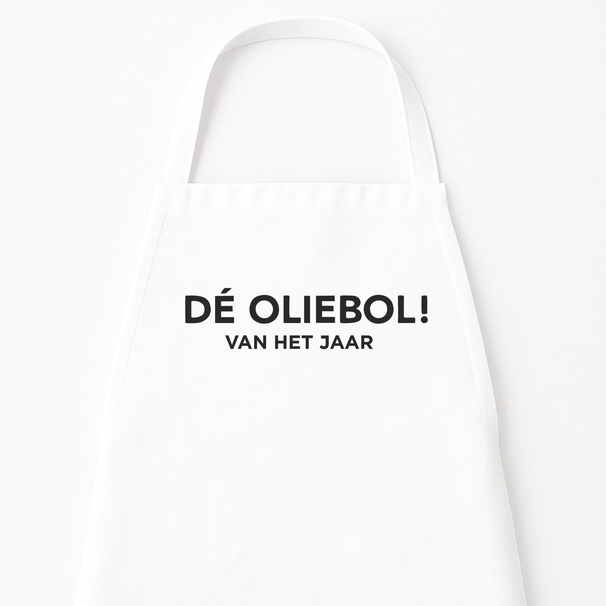 Kerst keukenschort - keukenschort oud & nieuw “De Oliebol van het Jaar” - Grappige kookschort - One Size - Verstelbaar - Wit - Origineel feestdagen cadeau
