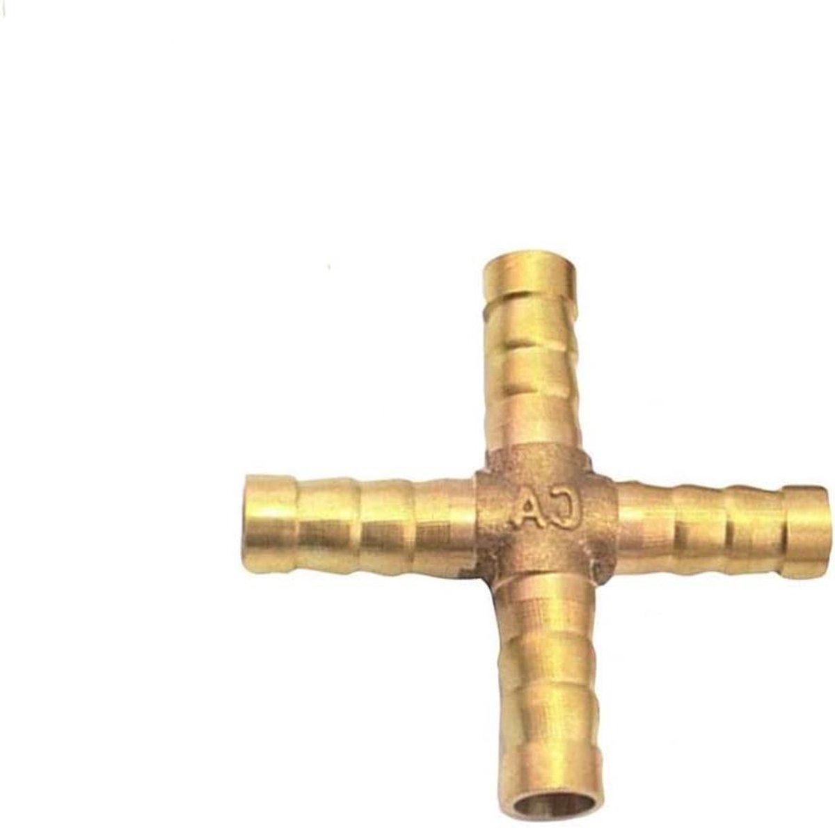 Provento - Messingslangconnector 6mm Kruisvormige Metalen Pijp voor Lucht, Brandstof en Waterpijp Installatie - 4-weg Verbindingsstuk.