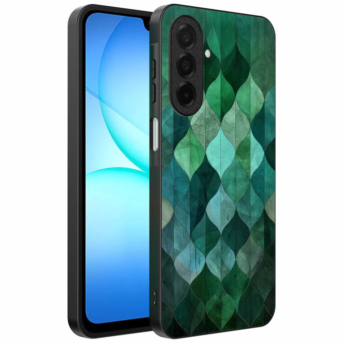 Geschikt voor Samsung Galaxy A17 Telefoonhoesje met Groene Bladeren Opdruk - TPU Backcover Case Green Leafs Design - Groen - Smartphonica geschikt voor Samsung Galaxy A17