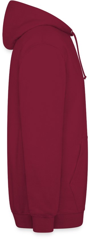 Wijnrode hoodie, zijaanzicht.