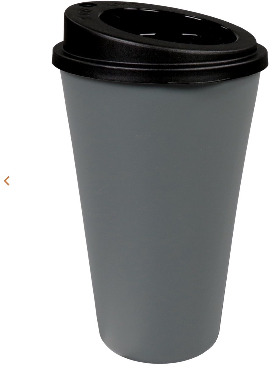 Beker en Deksel to go- 10 stuks- set- antraciet- CIRC- to go - duurzaam- onbreekbaar- dubbelwandig- 400 ml