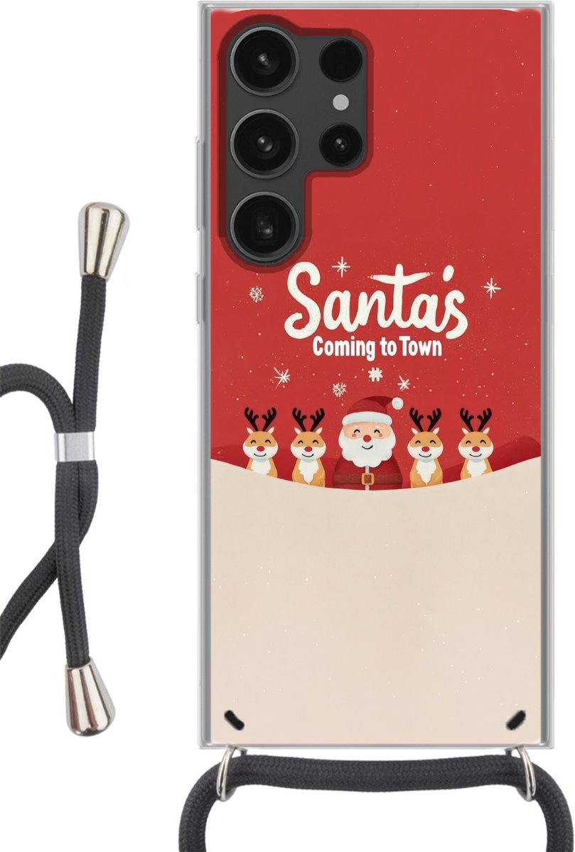 Illustratie - Kerstman - Rendieren - Rood