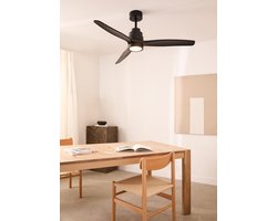 CREATE - Plafondventilator 40W silent Ø132 cm - Met Verlichting drie temperaturen - Met Wifi - Met Afstandsbediening - 6 Snelheden - Timer - Zomer/Winter functie - Zwart - WIND STYLANCE