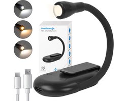 Nuvance - Leeslampje - Leeslamp met Klem - Dimbaar - 3 Standen - Leeslampje voor Boek - Oplaadbaar USB C - Klemlampje - Zwart