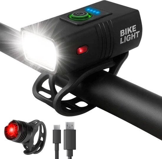 Nuvance Fietsverlichting - Fietslamp - 6 Standen - 1000 Lumen - Fietslampje - Voorlicht - Achterlicht - USB oplaadbaar