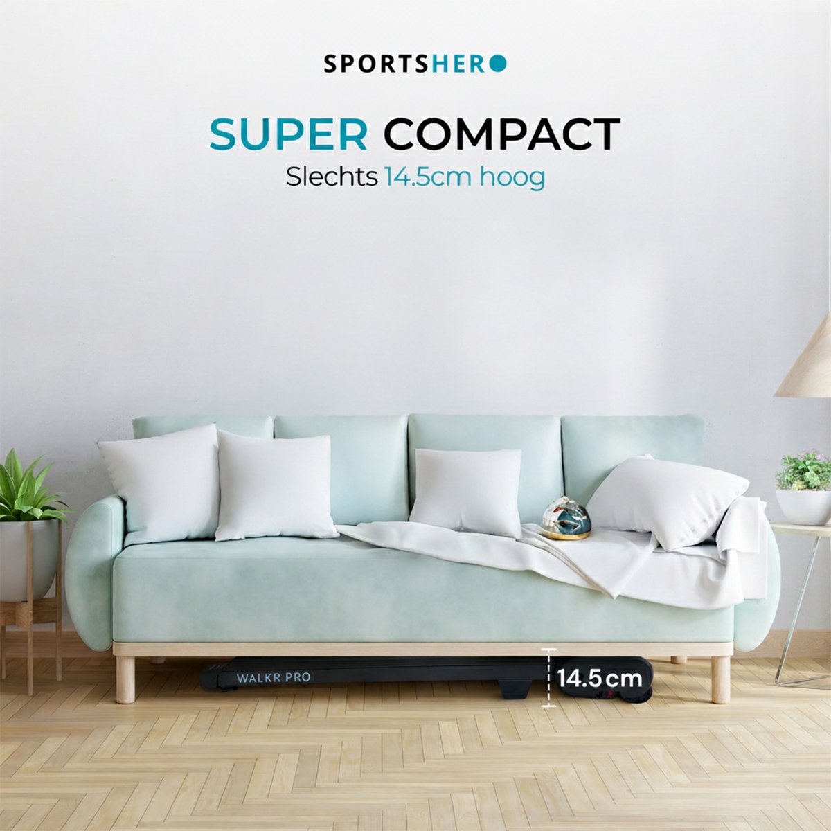 SPORTSHERO WALKR PRO Loopband 6 km/u Zwart met Helling - afbeelding 3