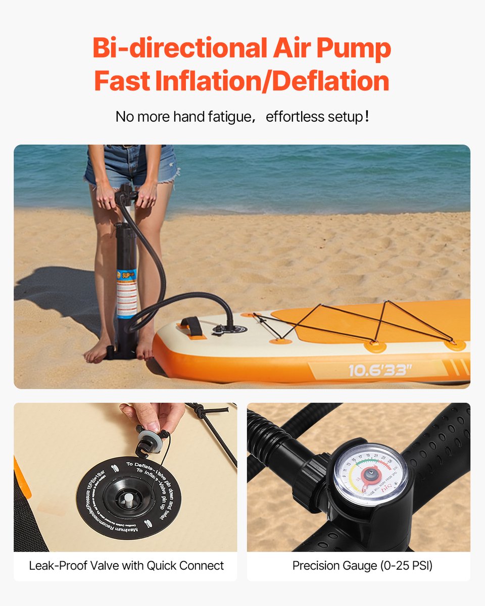 VEVOR Opblaasbaar Stand Up Paddle Board (323 x 83,8 x 15,2 cm) Paddleboard met één zitplaats, complete set inclusief pomp, peddel, vin, rugzak, enkelband, riem, voor tieners en volwassenen – foto 4
