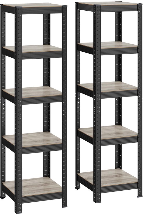 SONGMICS Statief, boekenplank, opbergrek, 5 planken, keukenplank, plank, 150 x 75 x 30 cm, tot