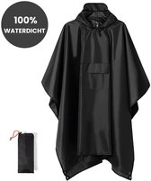 Regenponcho met opbergtas - Weerbestendig - Waterdicht - Fietsponcho - Sneldrogend - Zwart