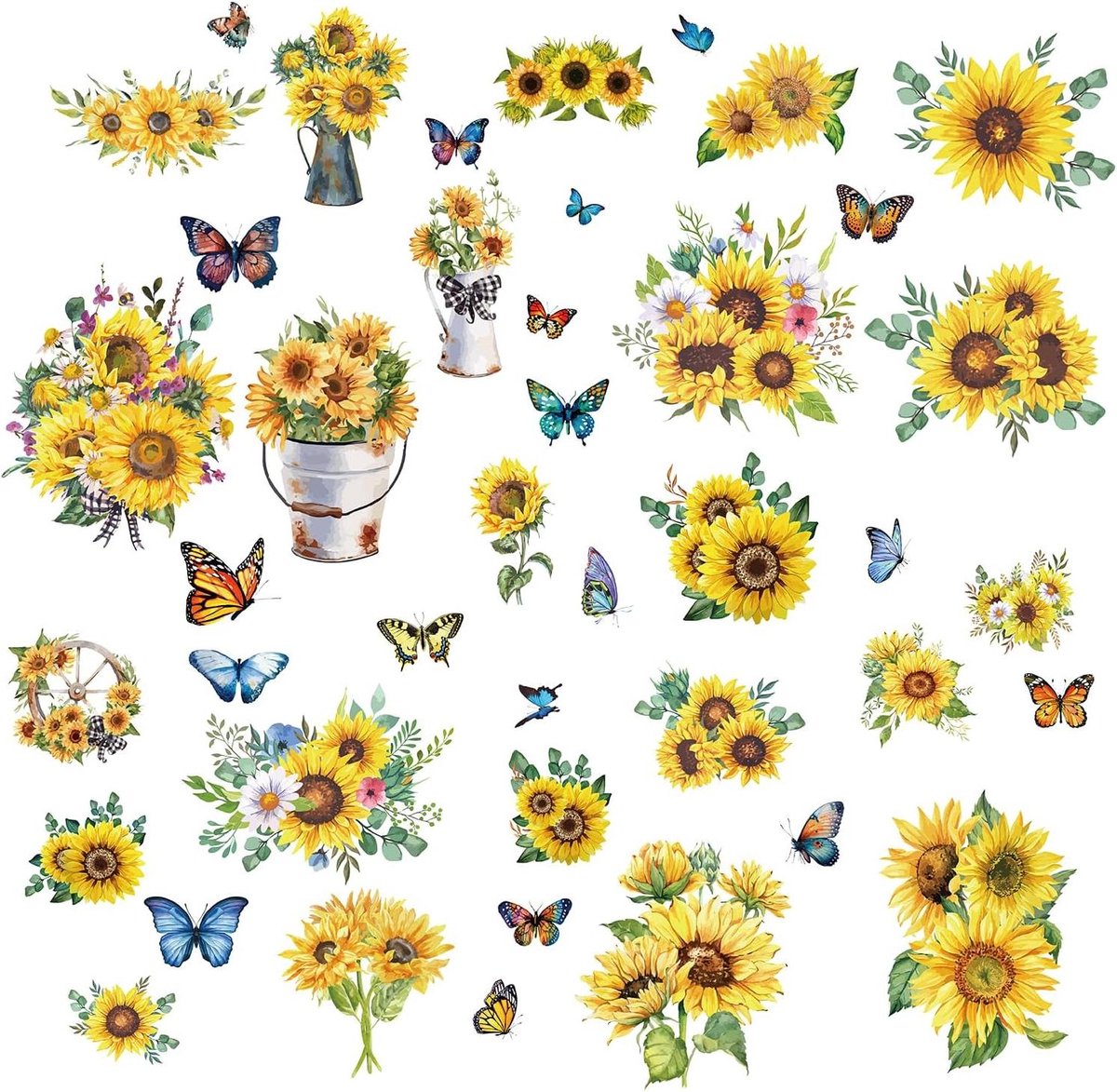 CSGoods - Zonnebloem Raamstickers Zomer Thema Vlinder Stickers voor Slaapkamer Keuken Woonkamer