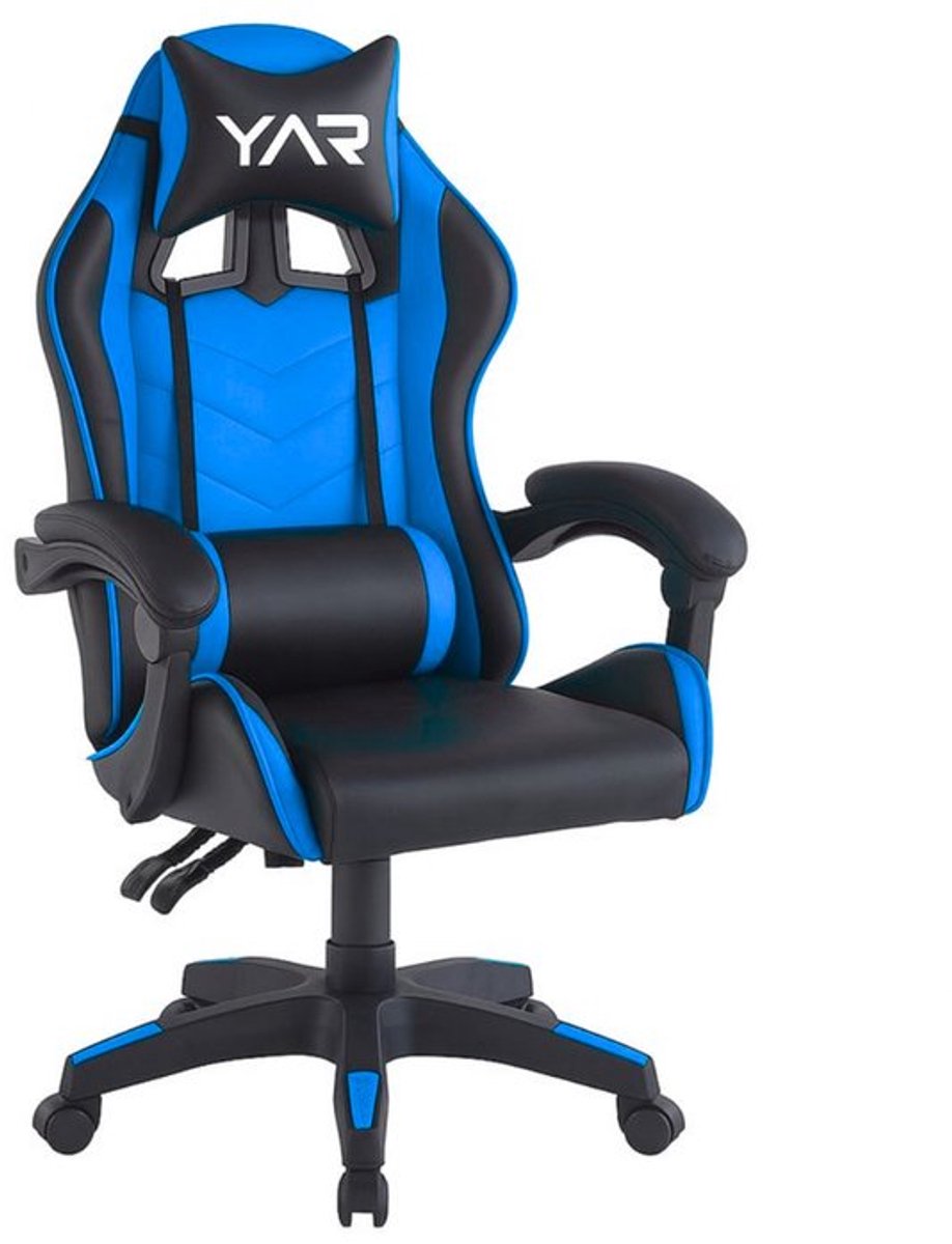 Bureaustoel - Ergonomische bureaustoel met kantelmechanisme - Ergonomische directiestoel - Ergonomische luxe gamingcomputerstoel - Voor gaming/kantoor/thuiswerk - Extra dikke vulling - Blauw