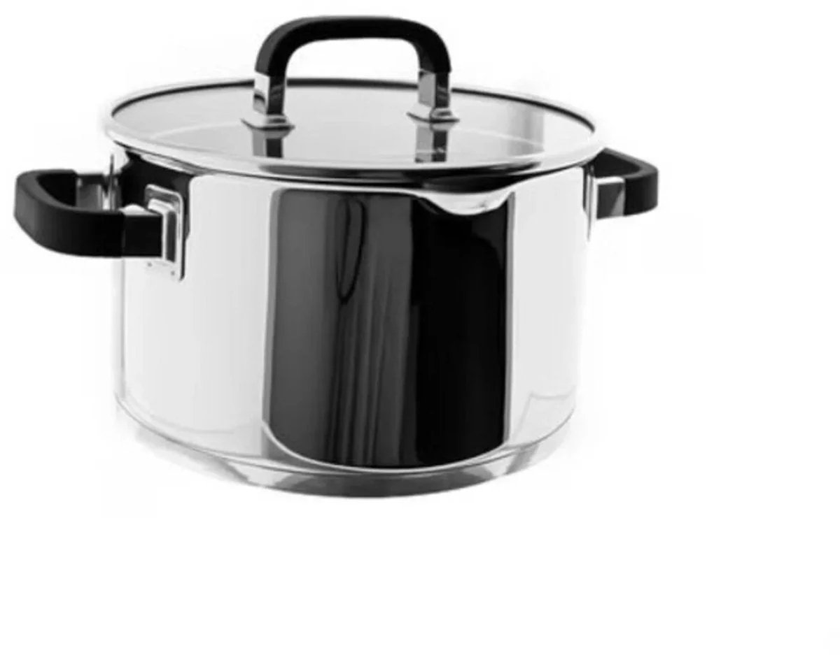 Kookpan met Glazen Deksel - 28cm - 9.8L - Edelstaal - Zilver - Siliconen Handvat