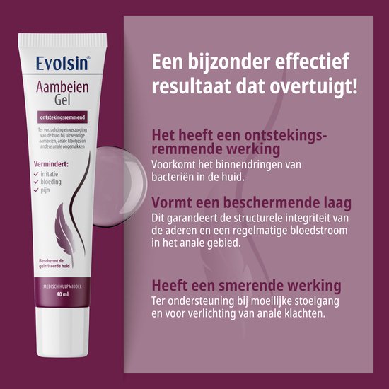 Tube de Gel hémorroïdaire Evolsin. Anti-inflammatoire, apaisant et protecteur.