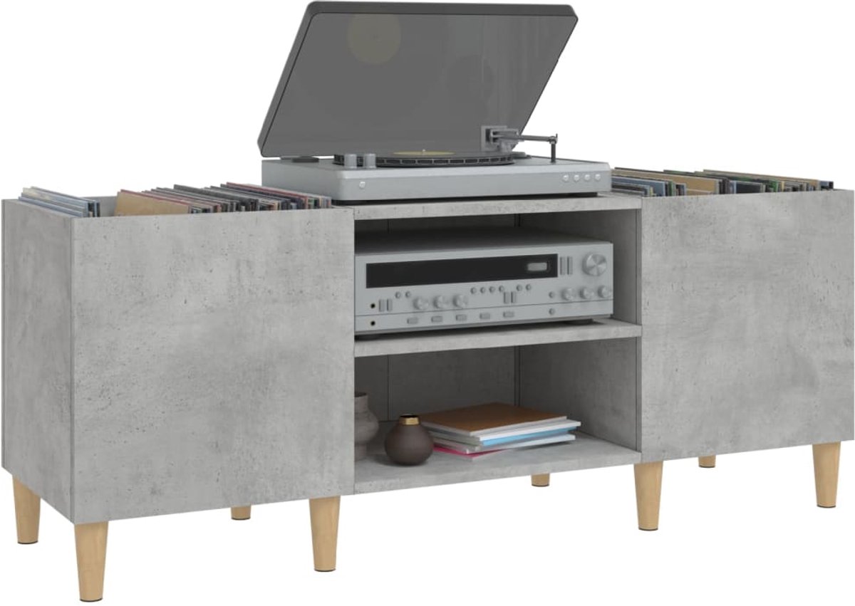 Platenspeler Meubel - LP-kast - Platenspelerkast - Draaitafelstandaard - Platenspelerstandaard - Vintage Displayplank - Betongrijs