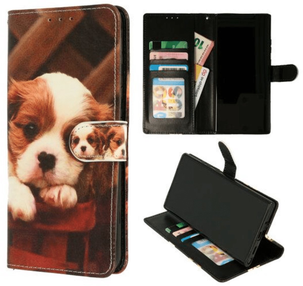 Cityhoesje - Bookcase – Geschikt voor – Samsung S24 FE – Puppy Bruin
