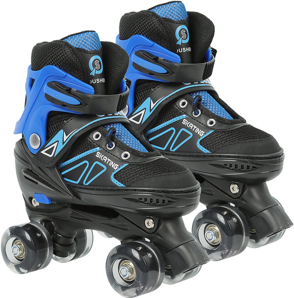 PIPIPOXER-Kinder rolschaatsen verstelbaar 27-32 kinderskates knipperend Blauw
