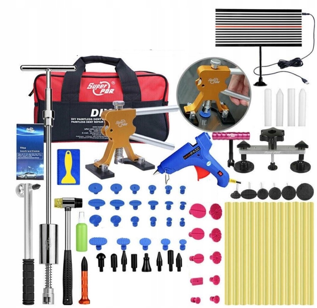 Professionele PDR Set: Deuk Verwijderen met LED Lamp & Accessoires