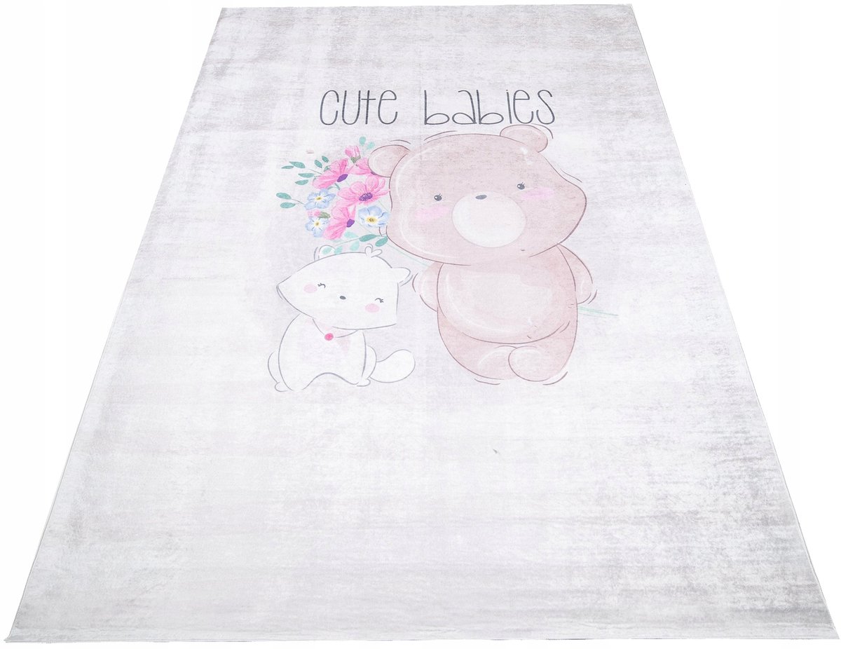 Kleed Kinderkamer 140x200cm - Vrolijke Beer & Bloemen