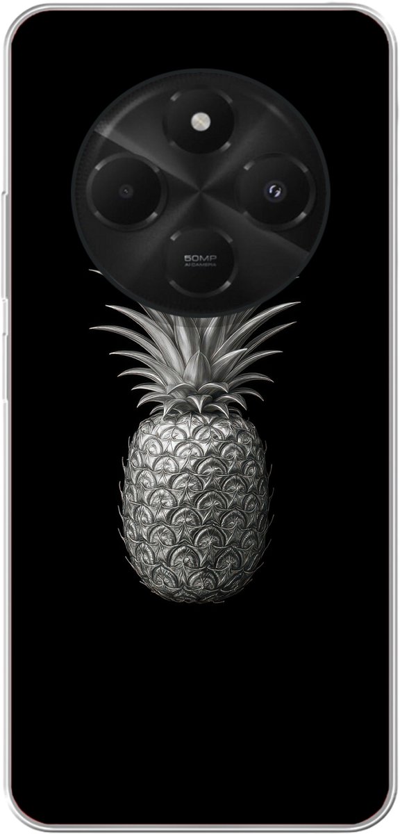 Telefoonhoesje Geschikt voor Xiaomi Geschikt voor Poco C75 (5G) hoesje - Ananas - Gedetailleerd - Bladeren - Siliconen Telefoonhoesje Telefoonhoesje