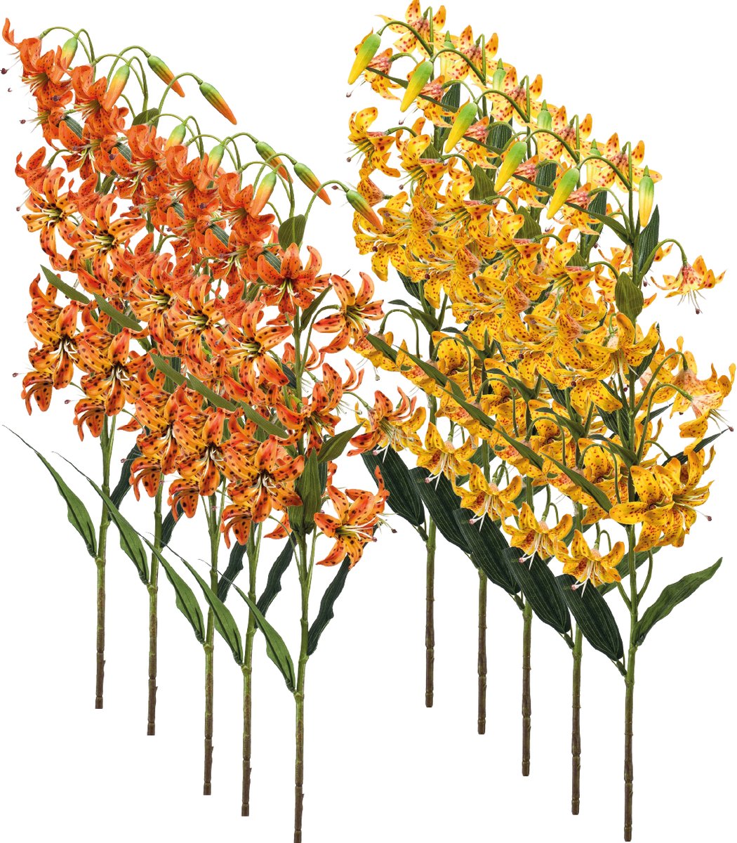 Emerald Kunstbloem Lelie 80cm Oranje - Set van 10 - Kunstplant voor binnen