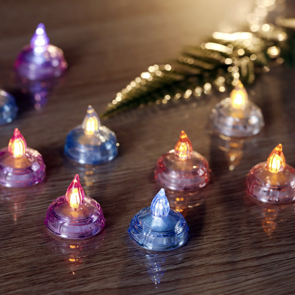 24 drijvende kaarsen LED waterdichte kaarslampjes voor waterdecoratie, feest- en bruiloftssfeer - kleurrijk