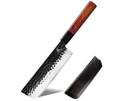 KAAMUT® Nakiri Groentenmes 18 cm AUS-10 Japans Staal – Vlijmscherp – Professioneel Koksmes – Met Houten Schede – Massief Houten Handvat