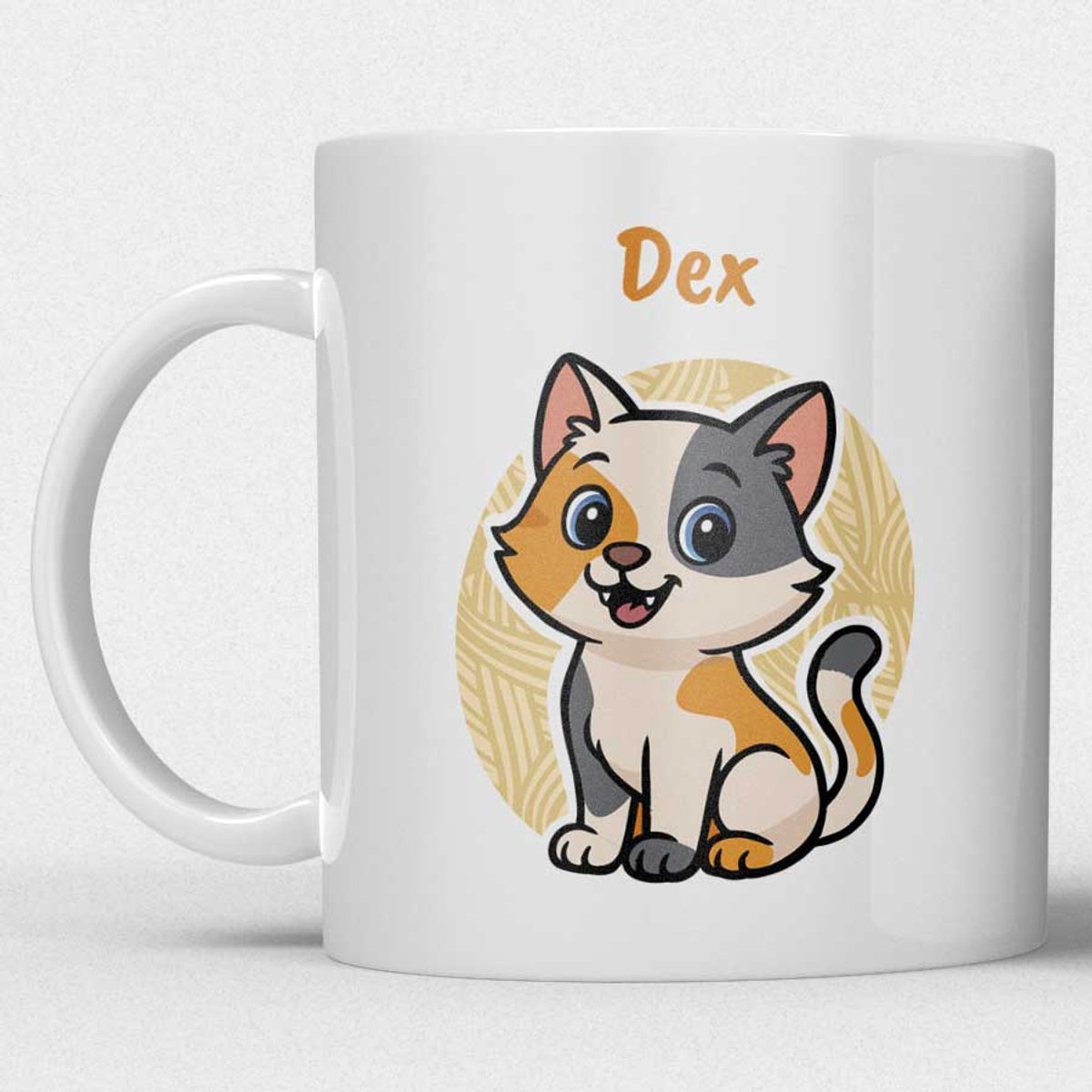 kindermok/kinderbeker | gepersonaliseerd met naam | met lapjes kat | wit | Schattige illustraties