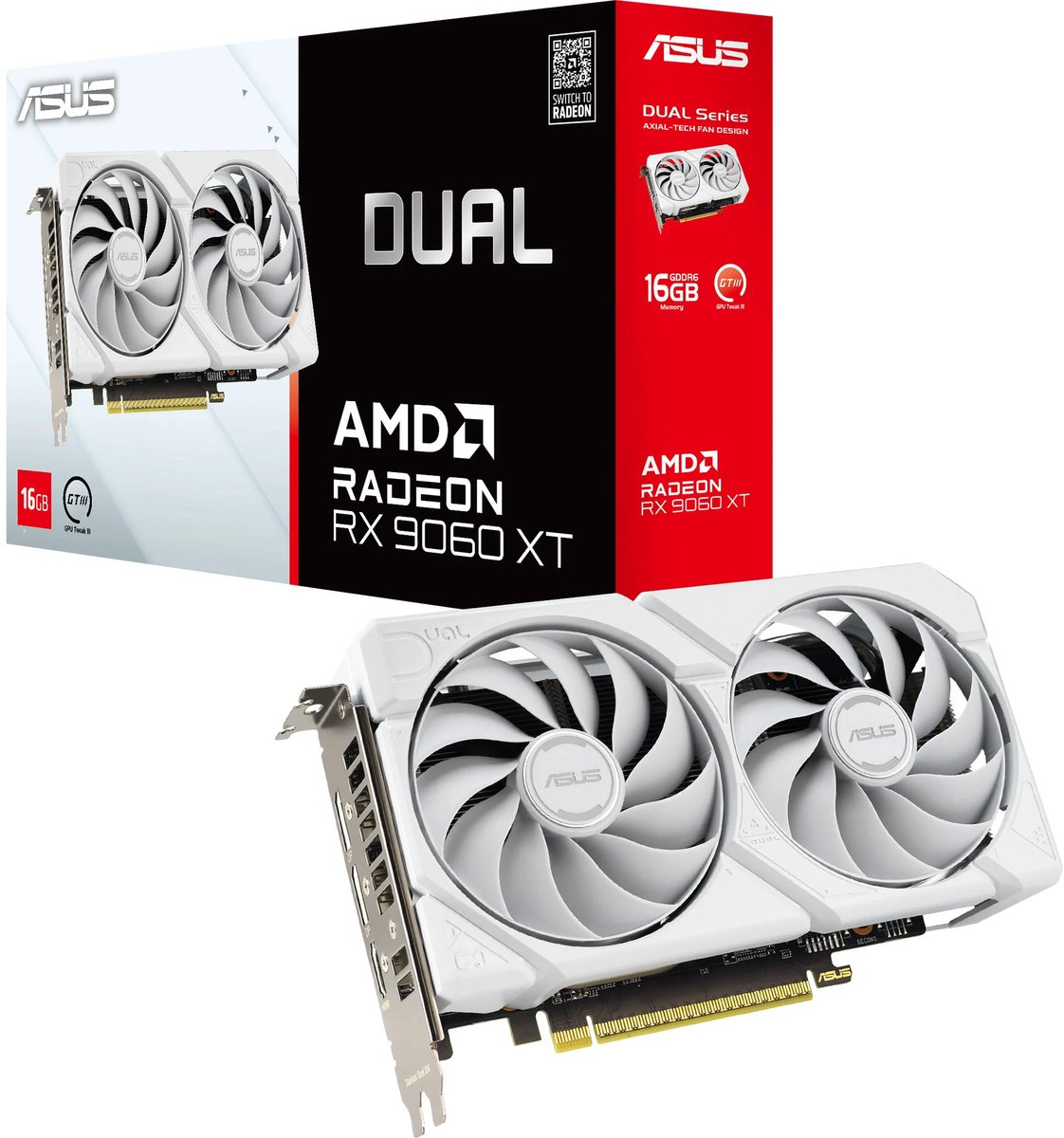 ASUS DUAL Radeon RX 9060 XT 16GB GDDR6 White Edition