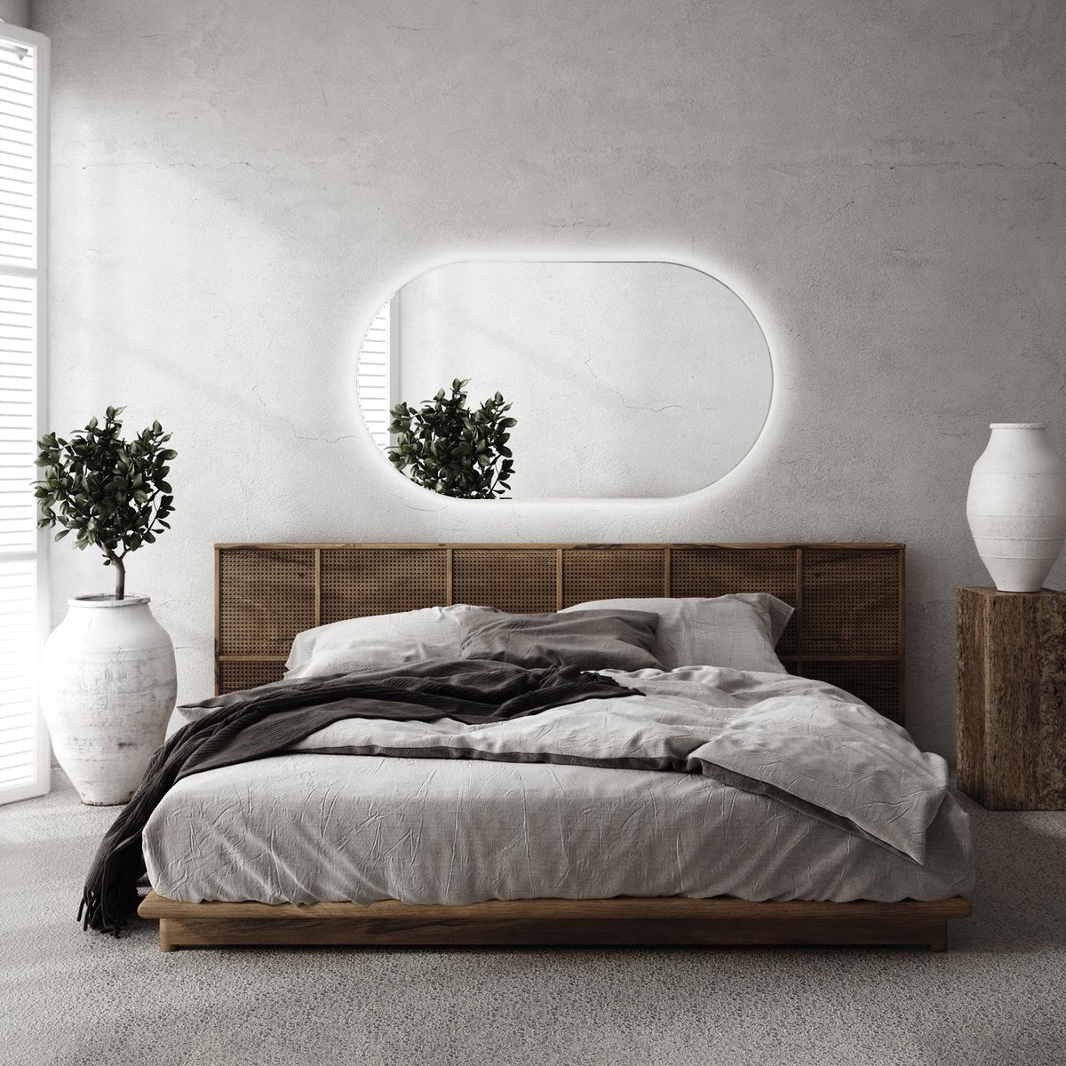 Coloray Oval LED Spiegel - Symmetrischer Oval LED Spiegel - 52 cm x 90 cm - Dekorativer Oval LED Spiegel - Skandinavische Oval LED Spiegel - Neutraal Licht - Klassischer Oval LED Spiegel - Designer Oval LED Spiegel