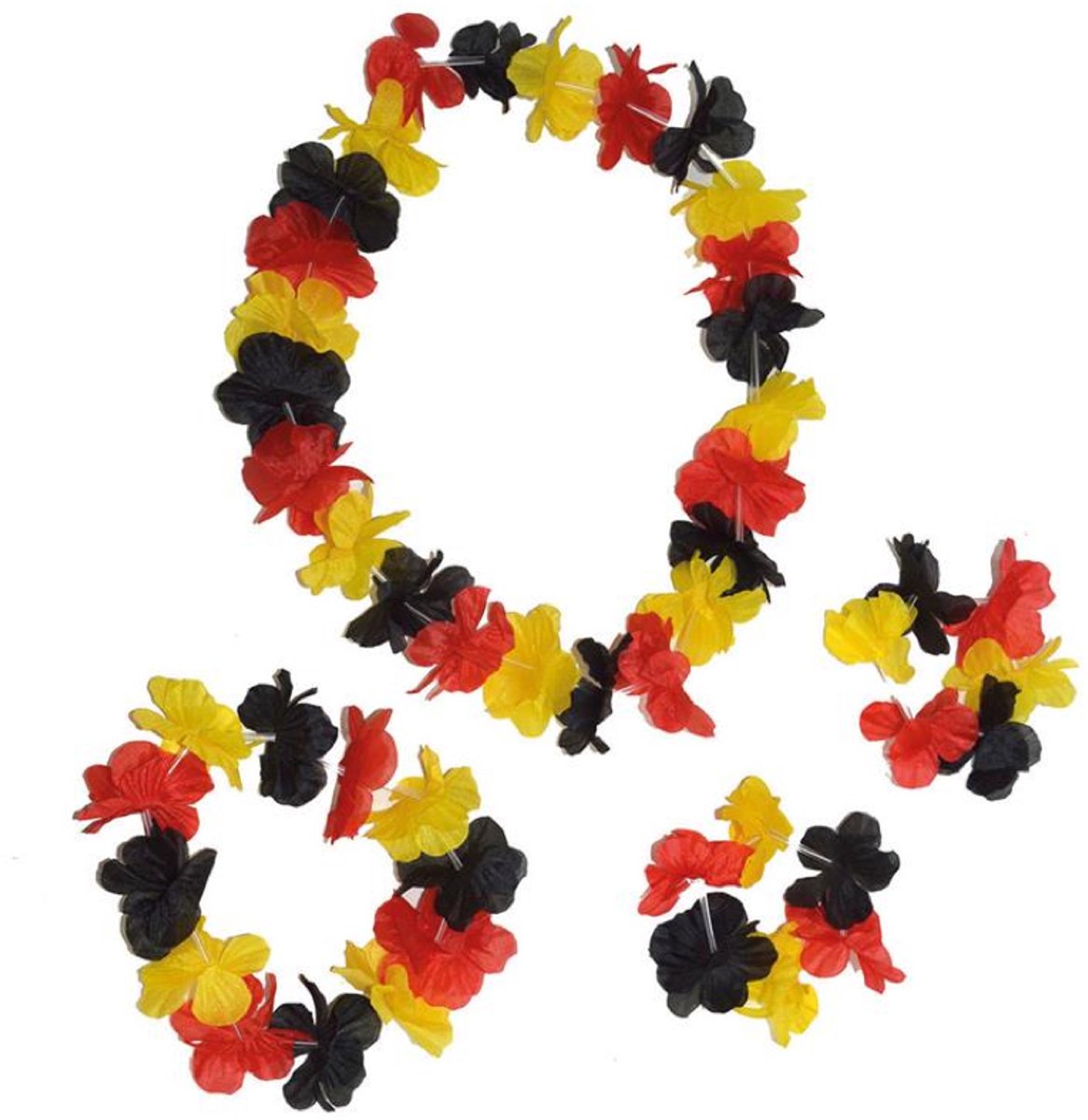 Bloemenkrans set 4dlg zwart/geel/rood