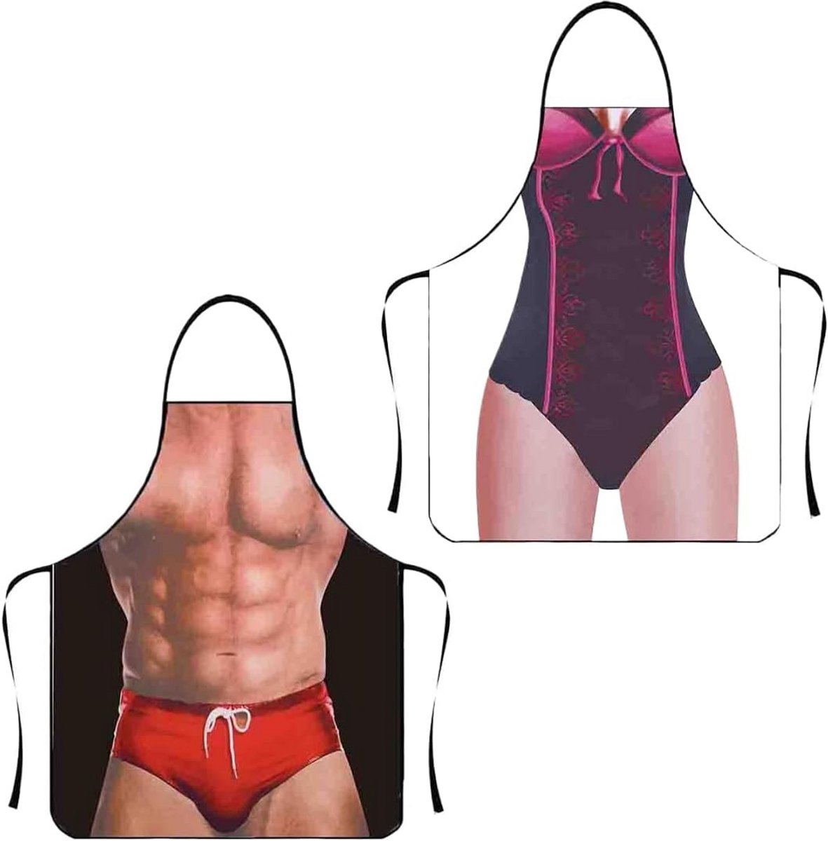 2 Stuks Keukenschort Grappig – Waterdicht BBQ Schort voor Mannen en Vrouwen Cadeau