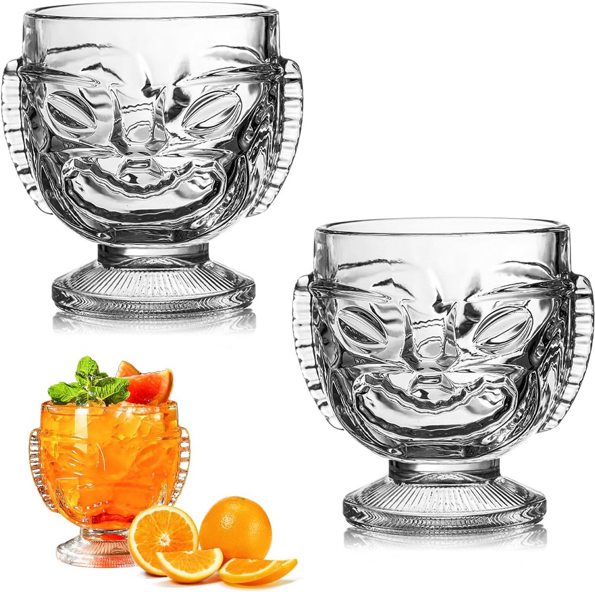 Set van 2 Tiki Cocktailglazen 455 ml - Unieke Drankbekers voor Feest en Thuis