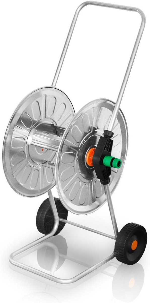 Slangwagen Slanghaspel Trolley voor 60 Meter Tuinslang Zilver