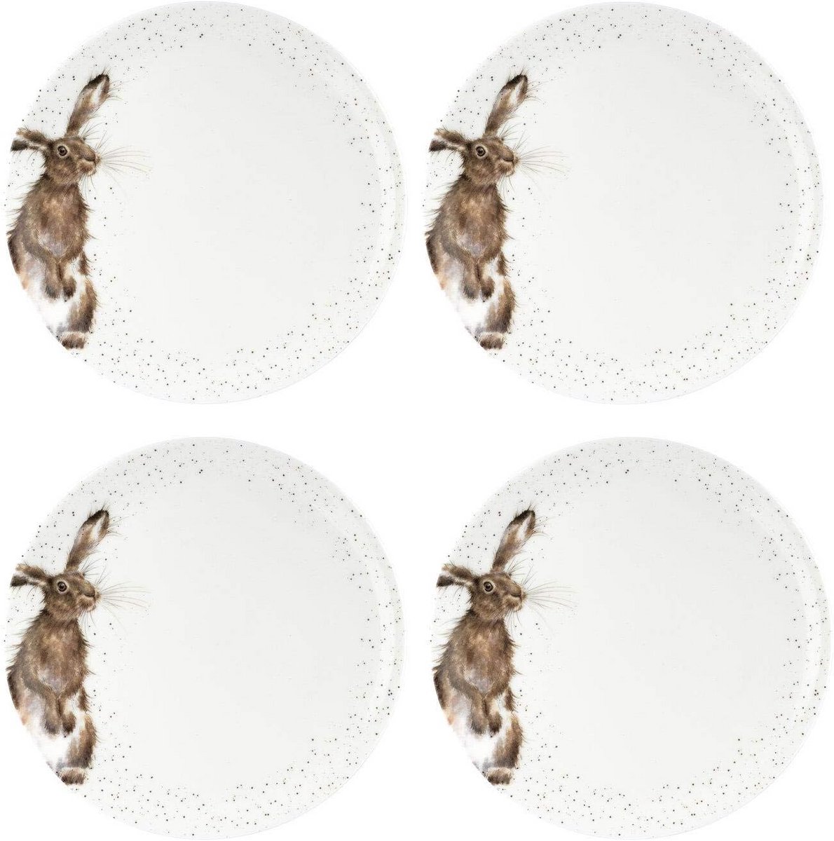 Diner Borden Set van 4 - Keramische Eetborden met Wilde Haas Ontwerp