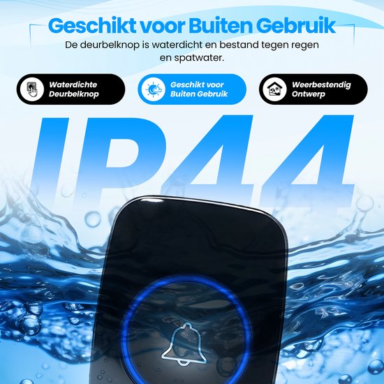 STEEN Deurbel Draadloos - Draadloze Deurbel met 2 ontvangers - Deurbellen - IP44 waterdicht - 300m Bereik - 5 Volume standen - Plug & Play — afbeelding 2