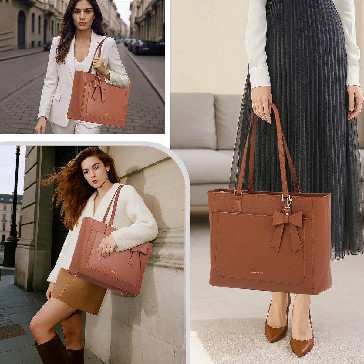 Grote Leren Tote Bag voor Dames - Shopper met Rits