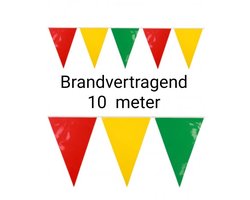 PVC Vlaggenlijn Brandvertragend/ Brandveilig, Rood- Geel-- Groen, 10 meter, Carnaval, Themafeest.