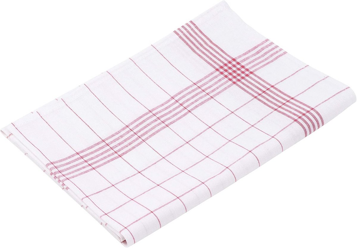 Set van 3 Keukendoeken - 100% Katoen - Hoge Absorptie - 50x70 cm - Rood/Wit