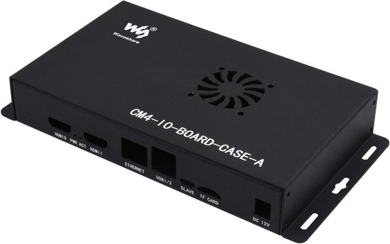 Aluminium Koelbehuizing met Ventilator voor Raspberry Pi Compute Module 4 IO Board met Diverse Poorten