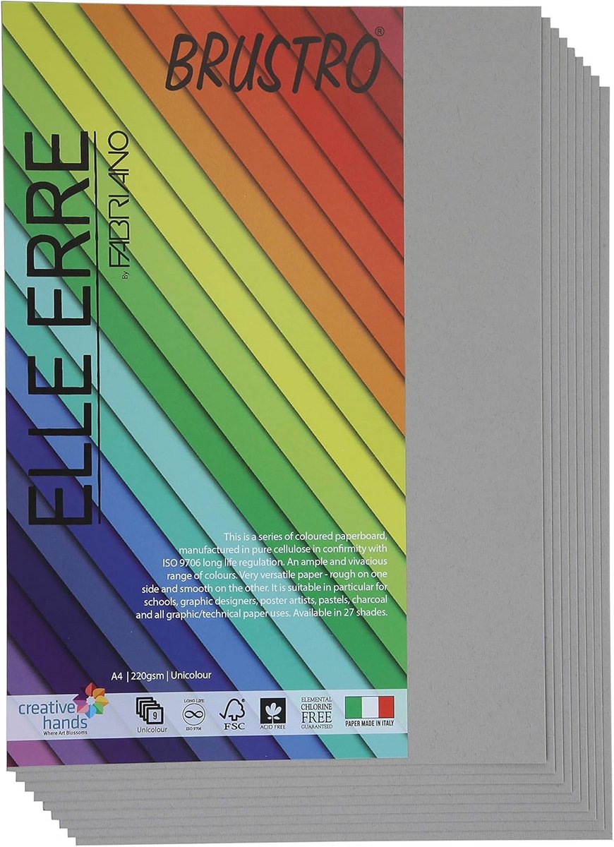 Gekleurd Karton Papier A4 220 GSM - 9 Vel in Ash Grey - Ideaal voor Tekenen en Knutselen