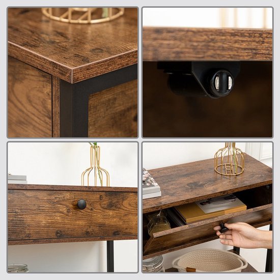Consoletafel Gangtafel met stoffen lades en plank Industriële banktafel