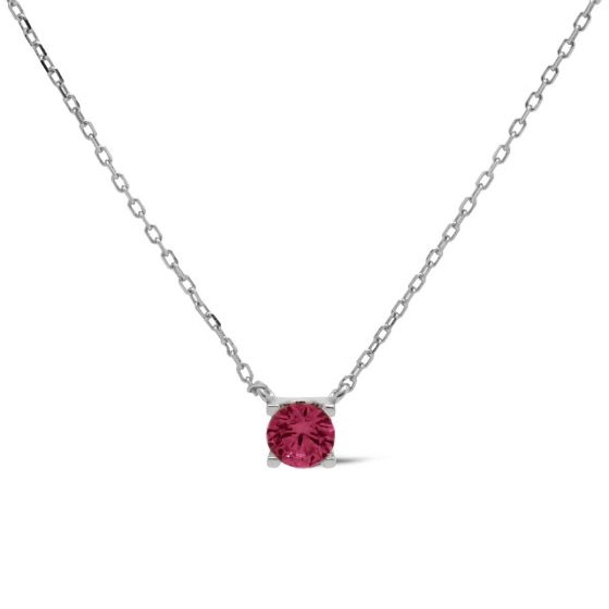 Karma Collier Klassiek Ronde Steen Robijn Rood Zilver
