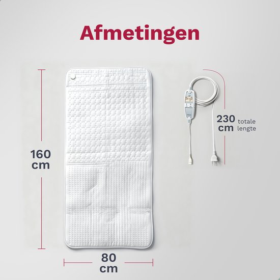 Inventum HN197V elektrische onderdeken 160x80 cm - Eenpersoons - 9 warmtestanden - Aparte voetzone - Anti allergie - Antibacterieel - Warmtedeken - Extra snel warm - Uitwasbaar - Automatische uitschakeling - Oververhittingsbeveiliging - Fleece - Wit