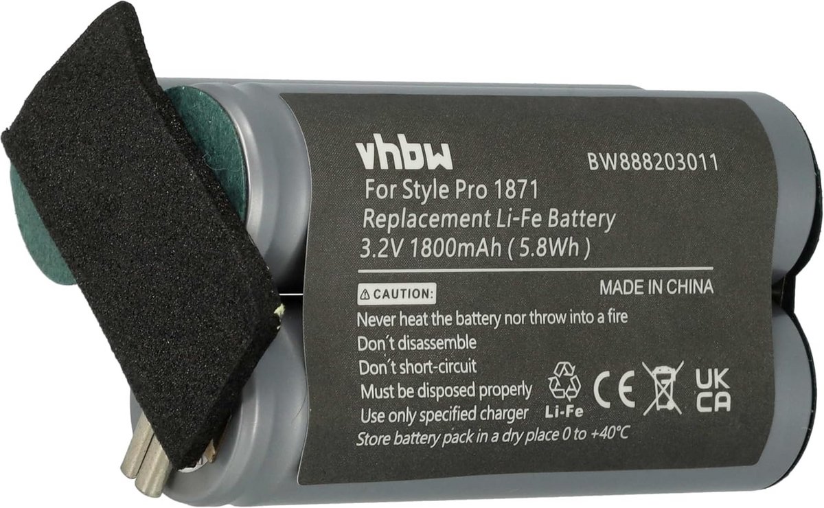 Vervangingsbatterij 1800 mAh Li-Ion 3.2V voor Moser Trimmer 1871-0071