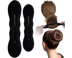 2-delige set - Haarstylingtool - Haarknottool met spons - Geschikt voor vrouwen - Klassieke krultang - Geschikt voor lang haar, krullend haar, steil haar en andere kapsels - Haarstylingaccessoires - Een grote en een kleine - Zwart