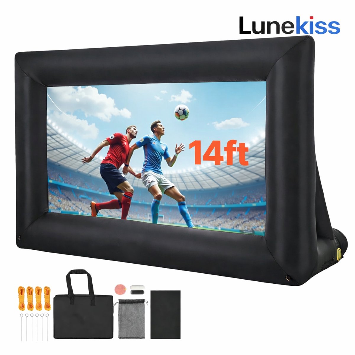 Lunekiss Opblaasbaar Projectiescherm 14FT – 16:9 Buitenbioscoop met 120W Luchtblazer