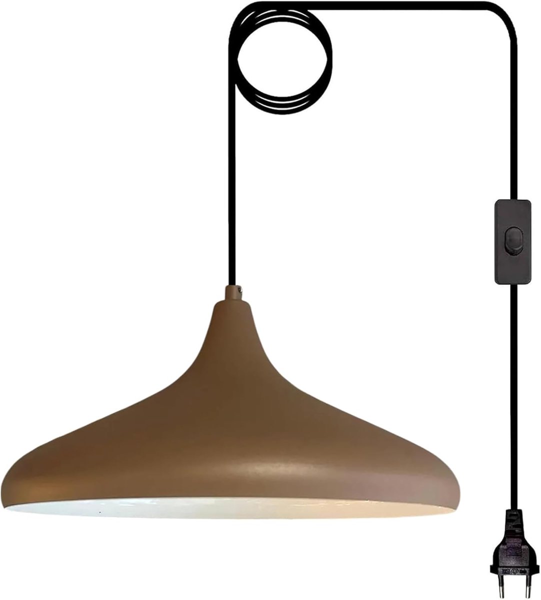 Bamyum Champion Hanglamp Met Stekker Industrieel Metaal Ø35 cm, 450 cm Snoer, Vintage Hanglamp, E27 Pendellamp