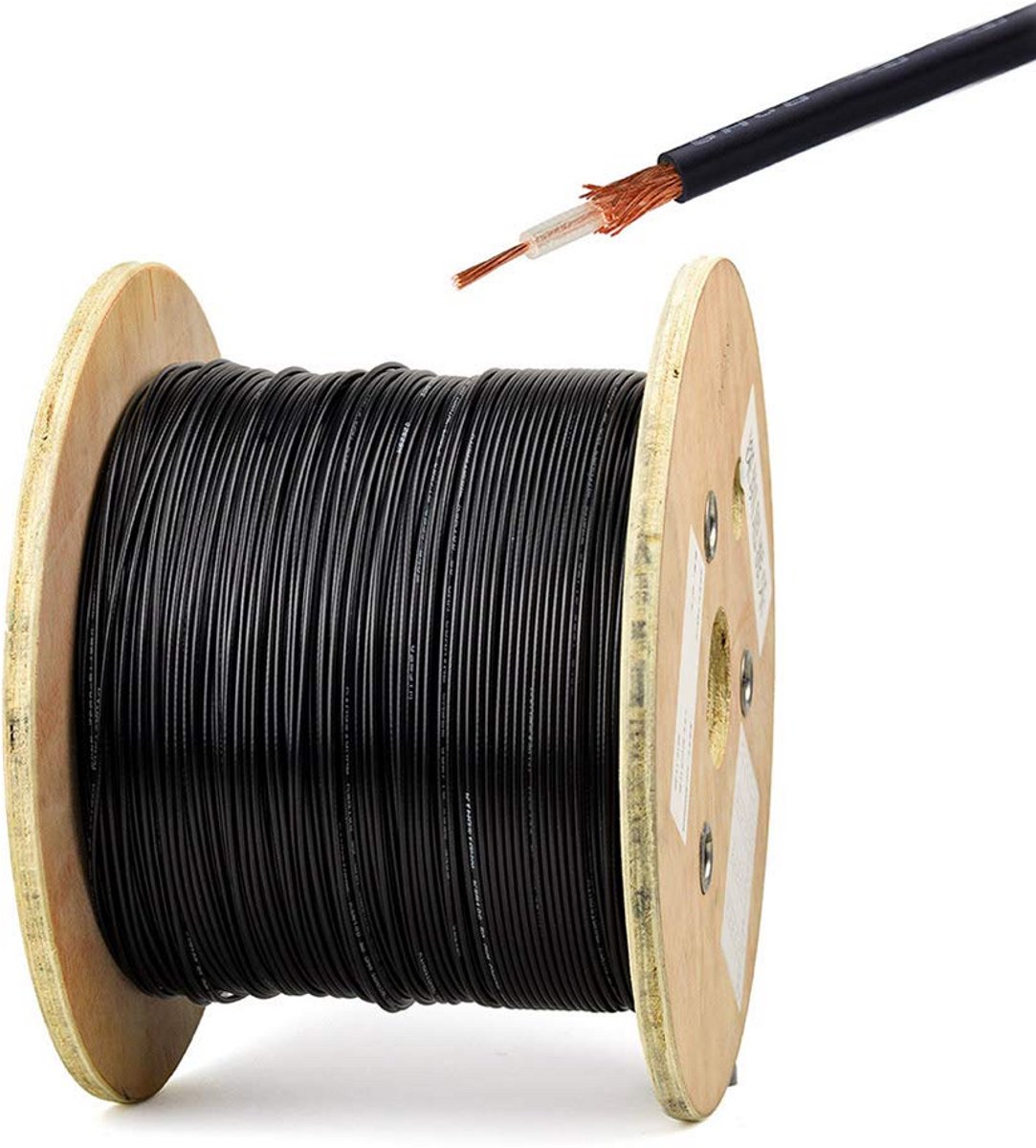 RG174 Coaxiale Kabel 10 Meter DIY Verlengkabel 50 Ohm voor WiFi en Radio Antenne Zwart