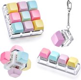 Keyboard Fidget Toy - Sensorisch speelgoed - Stressverlagende sleutelhangers met speeltjes - 4-delige set - Macaronkleuren - Inclusief varianten met 1, 4, 6 en 9 knopjes - Een attent cadeau