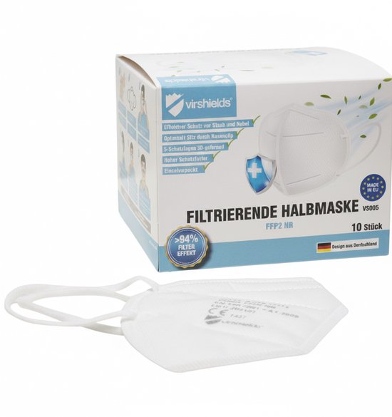 Mondmasker FFP2 white VS005 - Virshields - 10 st/ds